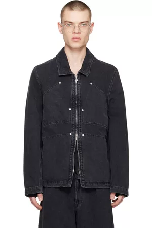 Omar Afridi Men Denim Jackets - Black Coverall Blouson Denim Jacket