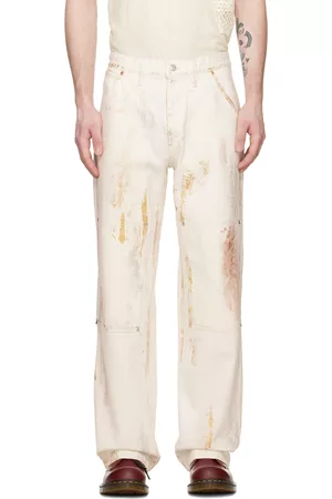 Tanaka Men Stretch Jeans - White Work Jeans