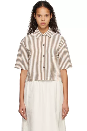 MARGARET HOWELL Women Twill Shirts - Brown & White Striped Shirt