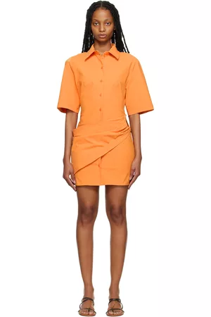 Jacquemus Women Mini Dresses - Orange Le Raphia 'La Robe Camisa' Minidress