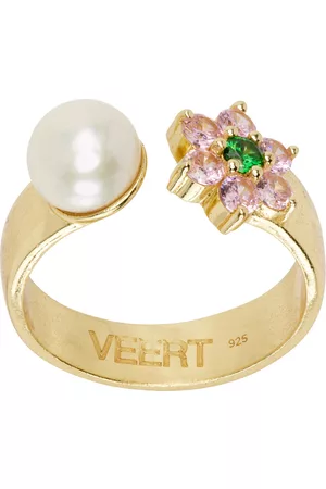 Veert Men Gold Rings - Gold Freshwater Pearl Flower Ring