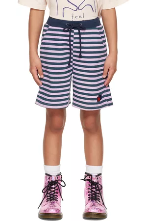 Wander & Wonder Kids Purple & Green Striped Shorts