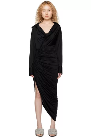 Alexander Wang Women Asymmetrical Dresses - Black Asymmetric Midi Dress