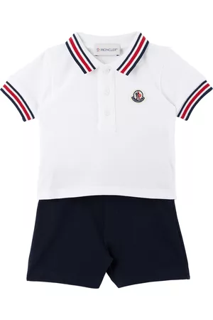 Moncler Sets - Baby White & Navy Polo & Shorts Set