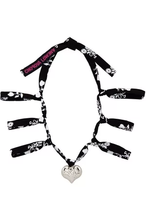 Chopova Lowena Women Necklaces - Black Bandana Heart Necklace
