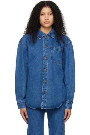Wynn Hamlyn Women Denim Shirts - Blue Faded Denim Shirt