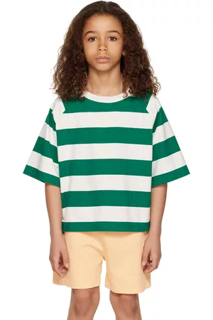Daily Brat T-shirts - Kids Green & Off-White Striped T-Shirt