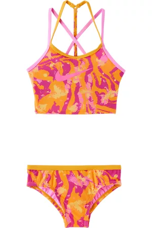 Nike Girls Bikinis - Kids Pink Watercolor Big Kids Bikini