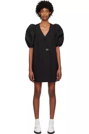Ganni Women Mini Dresses - Black Suiting Vest Minidress