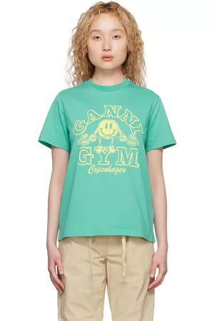 Ganni Women Sports T-Shirts - Blue 'Gym' T-Shirt