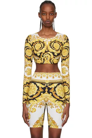 VERSACE Women Tops - White & Gold Printed Top