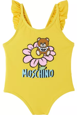 Moschino Baby Swimsuits - Baby Yellow Printed One-Piece Swimsuit