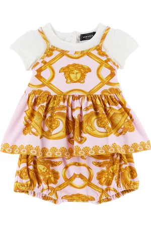 VERSACE Baby Sets - Baby Pink Barocco 660 Dress & Bloomers Set