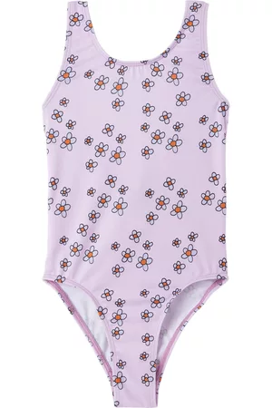 Wander & Wonder Girls Swimsuits - Kids Purple Floral One-Piece Swimsuit