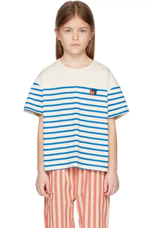 Wander & Wonder T-Shirts - Kids Beige & Blue Striped T-Shirt
