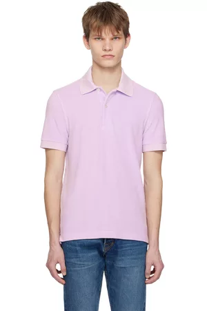 Tom Ford Men Polo T-Shirts - Purple Buttoned Polo
