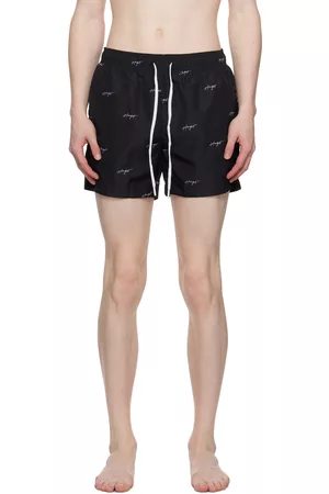 HUGO BOSS Men Swim Shorts - Black Printed Swim Shorts