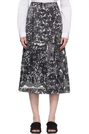 Ganni Women Midi Skirts - Black Floral Midi Skirt