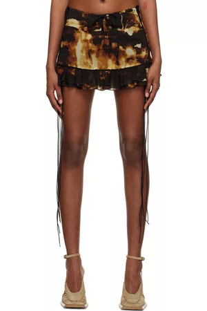 KNWLS Women Mini Skirts - Brown Scallop Miniskirt