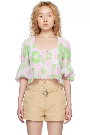 Ganni Women Blouses - Pink & Green Pleated Blouse