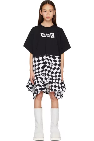 Maison Margiela Girls Graduation Dresses - Kids Black & White Check Dress