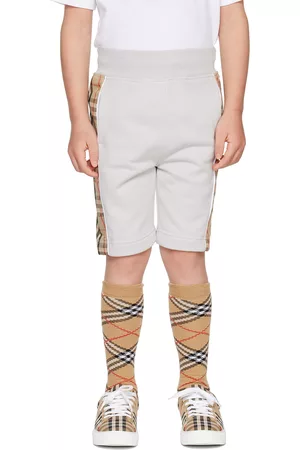 Burberry Shorts - Kids Gray Vintage Check Panel Shorts
