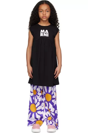 Marni Girls Graduation Dresses - Kids Black Gathered Dress