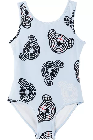 Burberry Girls Swimsuits - Kids Blue Thomas Bear One-Piece Swimsuit