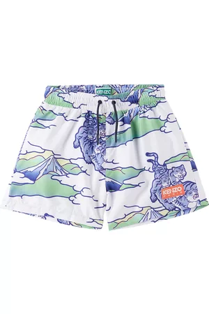 Kenzo Boys Swim Shorts - Kids White Paris Printed Swim Shorts