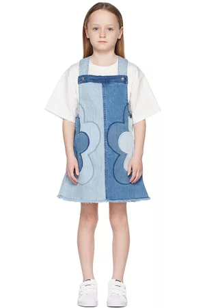 Stella McCartney Girls Printed Dresses - Kids Blue Floral Denim Dress