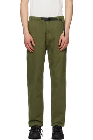 Gramicci Men Twill Pants - Green Relaxed-Fit Trousers