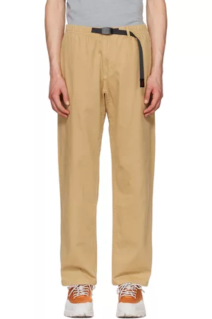 Gramicci Men Twill Pants - Brown Relaxed-Fit Trousers