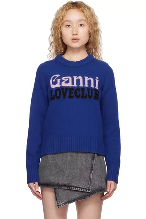 Ganni Women Sweaters - Blue Jacquard Sweater