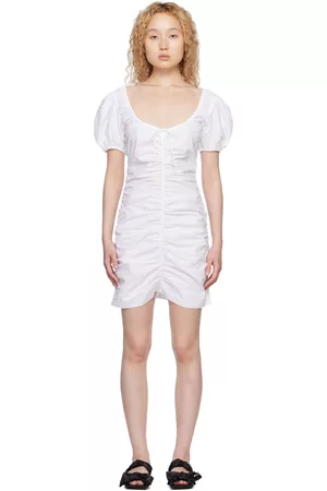 Ganni Women Mini Dresses - White Ruched Minidress