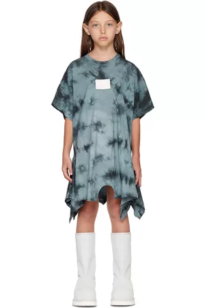 Maison Margiela Girls Graduation Dresses - Kids Gray Tie-Dye Dress