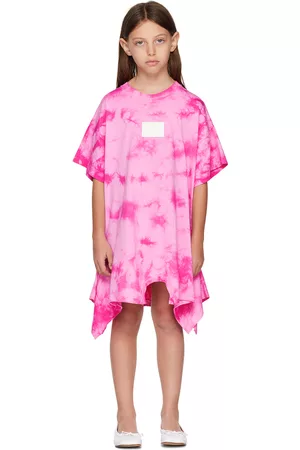 Maison Margiela Girls Graduation Dresses - Kids Pink Tie-Dye Dress