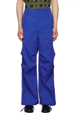 ENGINEERED GARMENTS Men Twill Pants - Blue Pleated Trousers