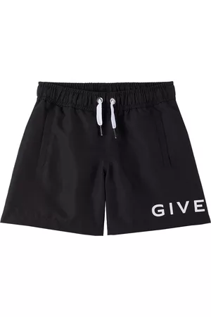 Givenchy Boys Swim Shorts - Kids Black Drawstring Swim Shorts