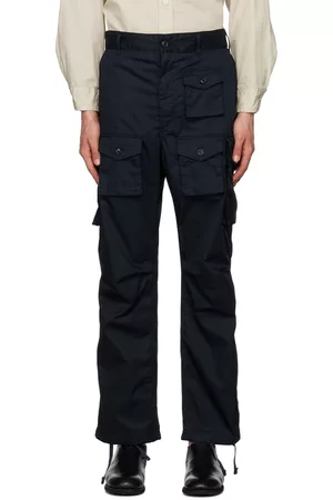 ENGINEERED GARMENTS Men Twill Cargo Pants - Navy Bellows Pockets Cargo Pants