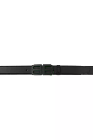 Balenciaga Men Belts - Black & Green BB Hourglass Belt