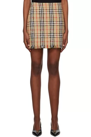 Burberry Women Mini Skirts - Beige Vintage Check Miniskirt