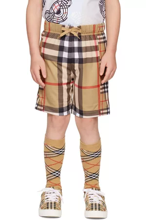 Burberry Shorts - Kids Beige Contrast Check Shorts