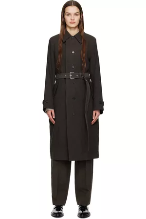 UMBER POSTPAST Women Trench Coats - Brown Crinkled Trench Coat