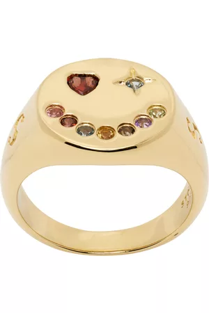 Stolen Girlfriends Club Men Gold Rings - SSENSE Exclusive Gold Happy Face Ring