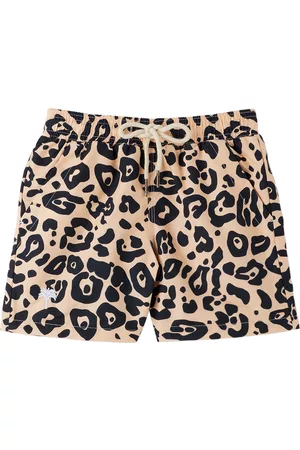 Oas Boys Swim Shorts - Kids Beige Leopard Swim Shorts