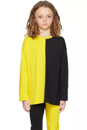 M’A Kids Long Sleeved T-Shirts - Kids Yellow & Black Color Block Long Sleeve T-Shirt