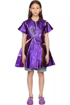 M’A Kids Girls Graduation Dresses - Kids Purple Gathered Dress