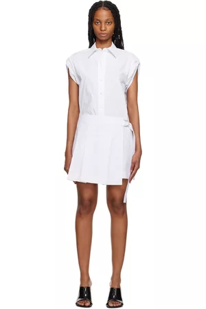 Helmut Lang Women Mini Dresses - White Pleated Minidress
