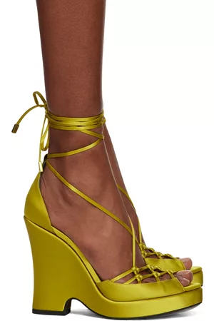 Tom Ford Women Heeled Sandals - Green Ankle Wrap Heeled Sandals