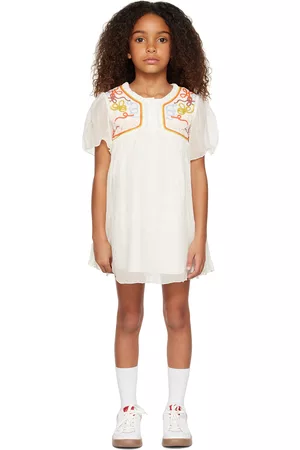 Chloé Girls Graduation Dresses - Kids Off-White Embroidered Dress